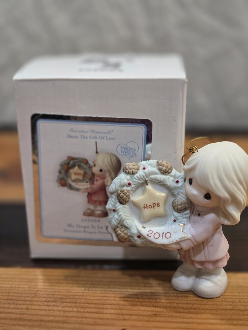 Precious Moments White and Pink Hope Wreath Ornament